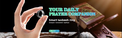 Xiaomi Mijia Equantu Muslim Smart Ring Metal 5 Prayer Time Reminder  Bluetooth Music Ring Speaker Display Multilingual Ceramic