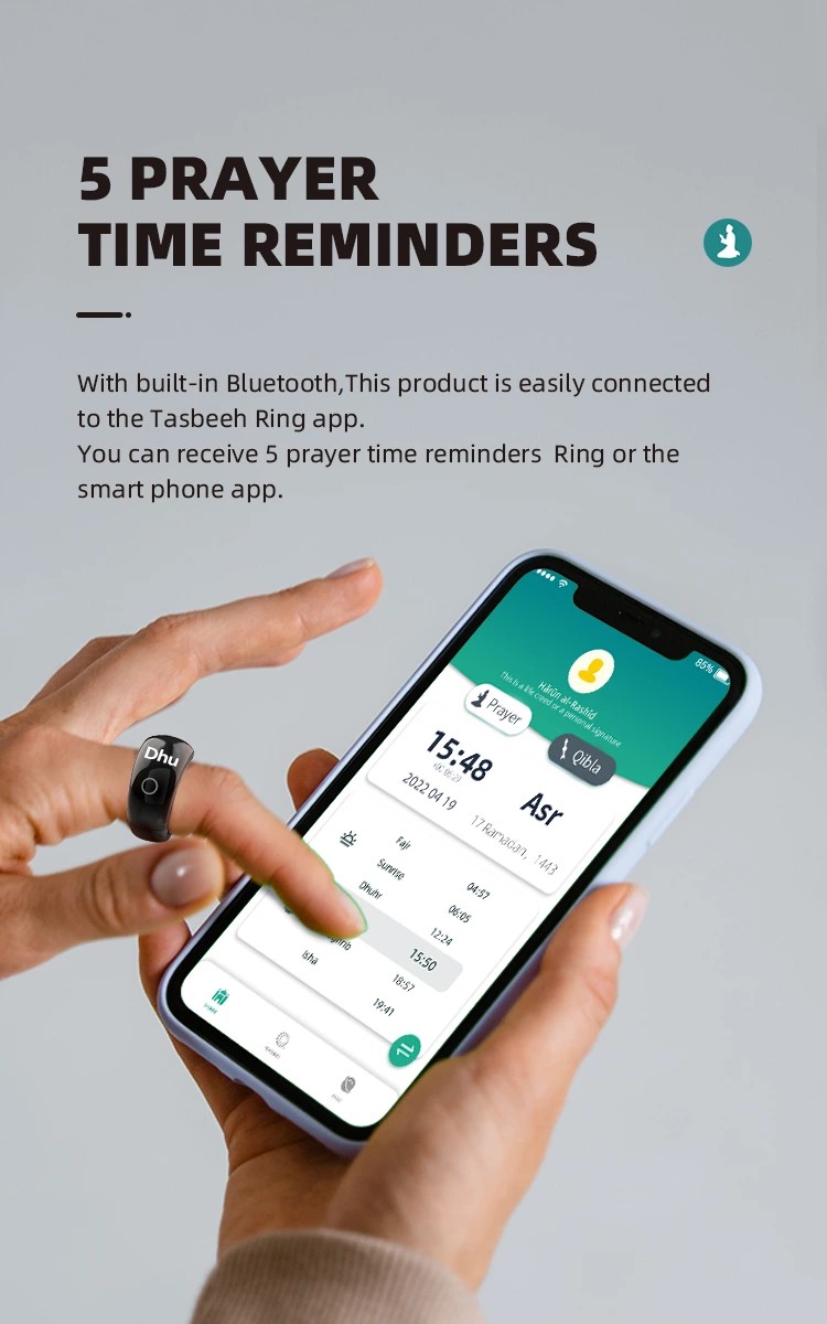 SQ976 Fit Tasbeeh Ring The Ultimate Zikr Companion with Wireless Charging & Adjustable Sizes