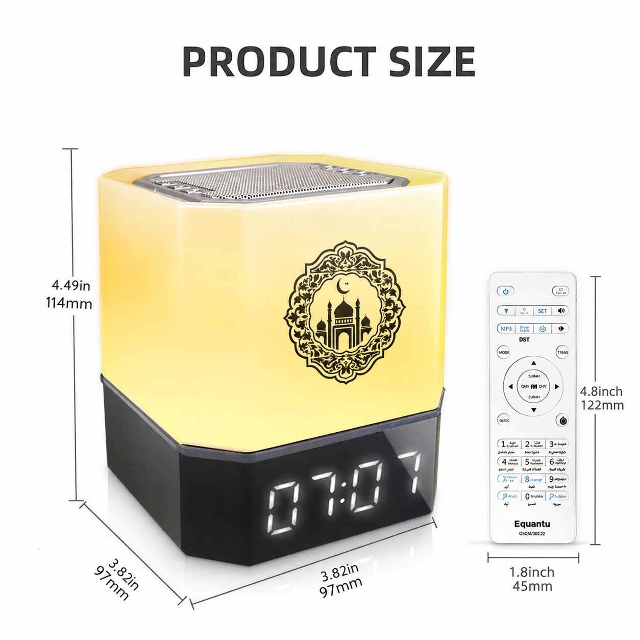 Touch Lamp Azan Clock Quran Cube Speaker QB303