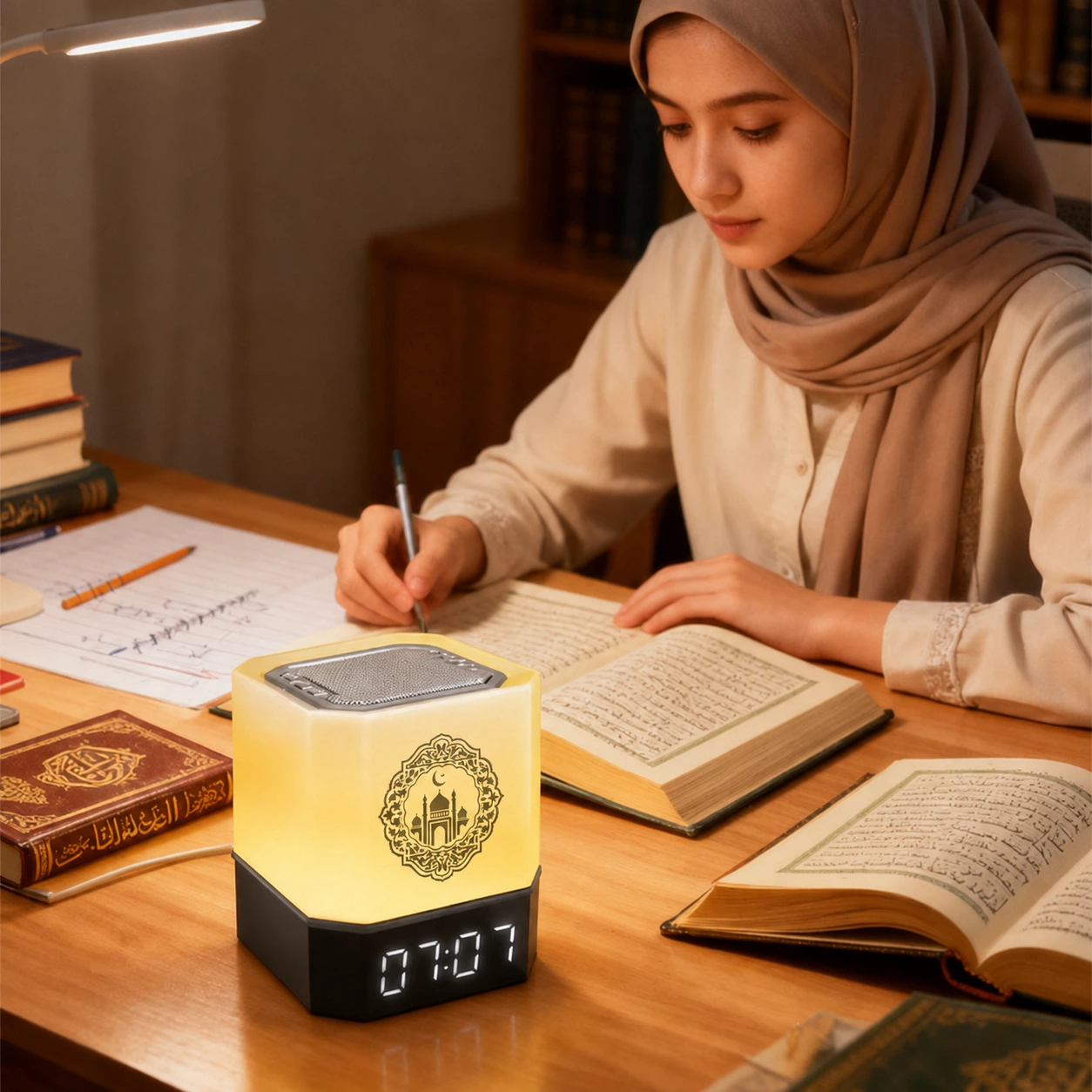 Touch Lamp Azan Clock Quran Cube Speaker QB303