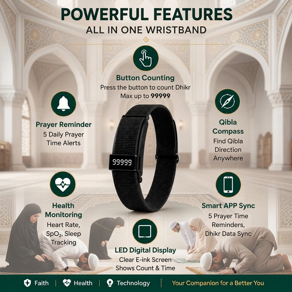 iTasbeeh Salam Wristband SQ968 Smart Prayer & Health Wristband