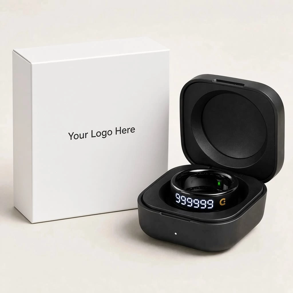 QB806 Pro smart zikr ring in black, silver and gold with charging case for OEM and private label