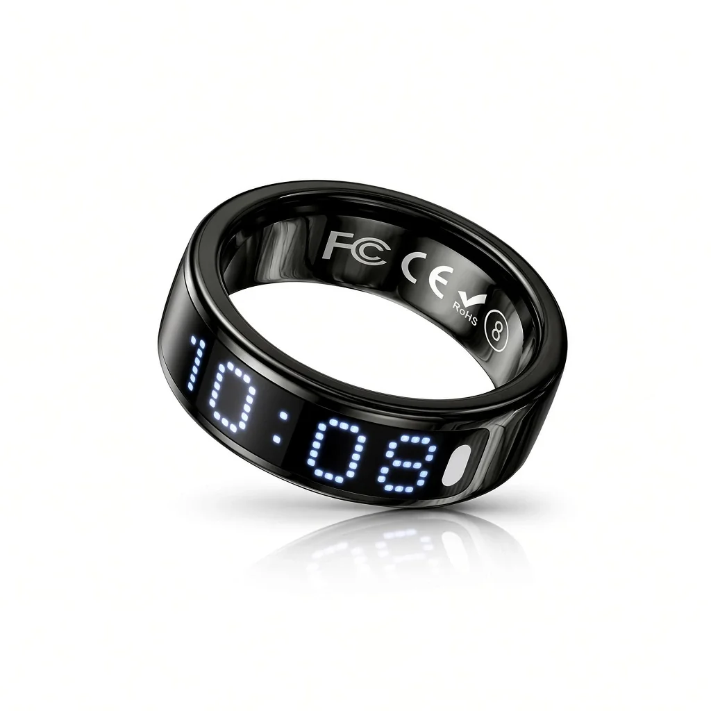 iTasbeeh Salam Ring SQ666 black stainless steel smart zikr ring with dot-matrix display