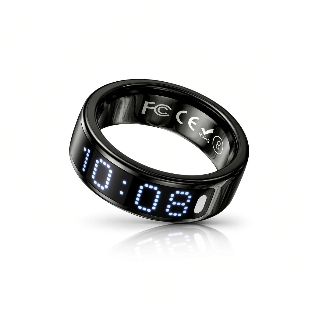 iTasbeeh SQ666 smart zikr ring with LED tasbeeh counter display, glossy black, wholesale OEM